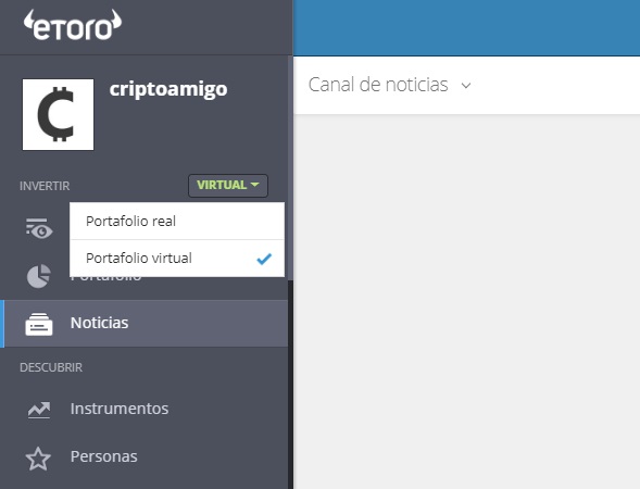 portfolio virtual en eToro